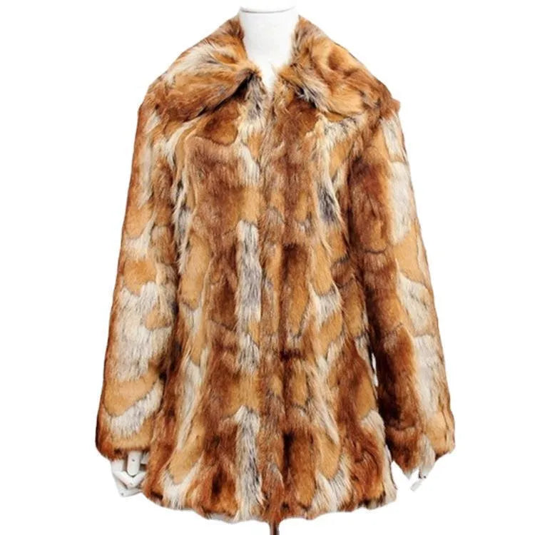 Women's tiger pattern faux fur leather jacket with regular sleeves and street fashion style