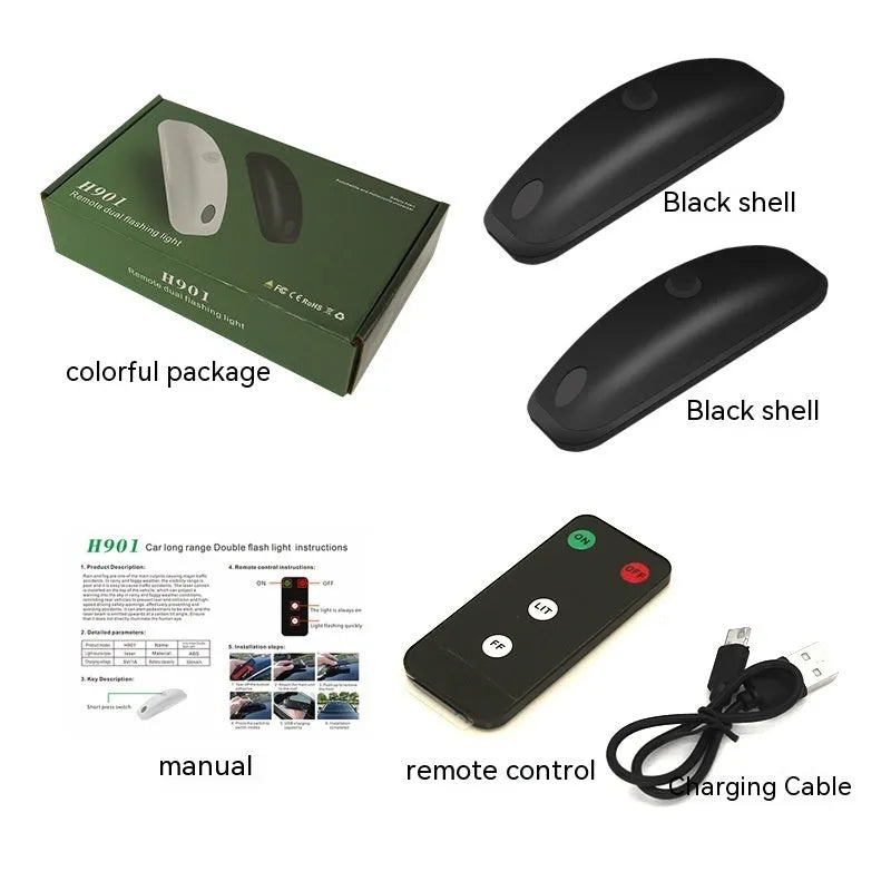 Black car remote-controlled anti-collision strobe light with remote control for rain fog weather