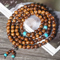 108-bead Lvzhu stone bracelet with geometric shaping and 5-6mm diameter beads on wrist