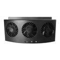 Portable black and white car ventilation fan with USB power cord for reducing exhaust odour