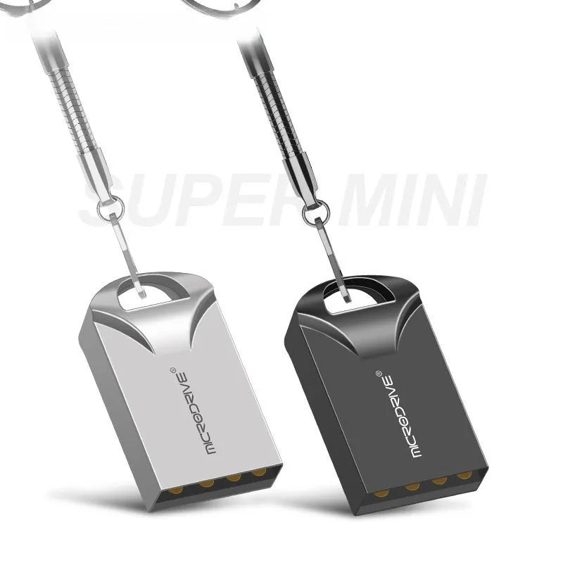 Mini black and silver metal USB flash drives showing compact size and USB connector