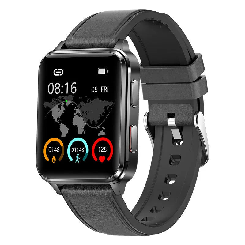 Multi-sport watch with 1.7-inch tempered glass screen showing heart rate and step count display