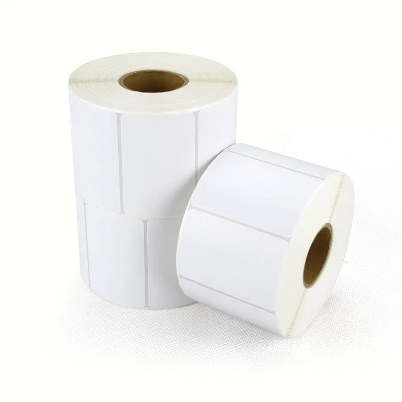 Roll of 160 white 40x40mm thermal paper adhesive stickers for retail price labelling