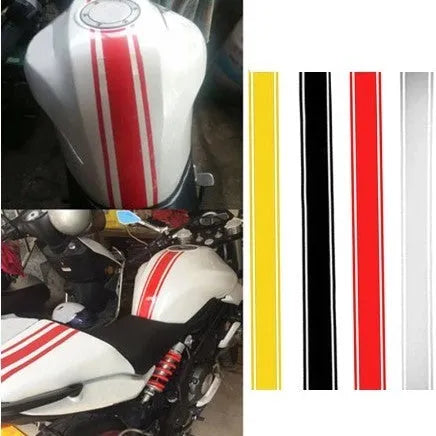 Long black and red reflective pinstripe motorcycle sticker for gas tank lid