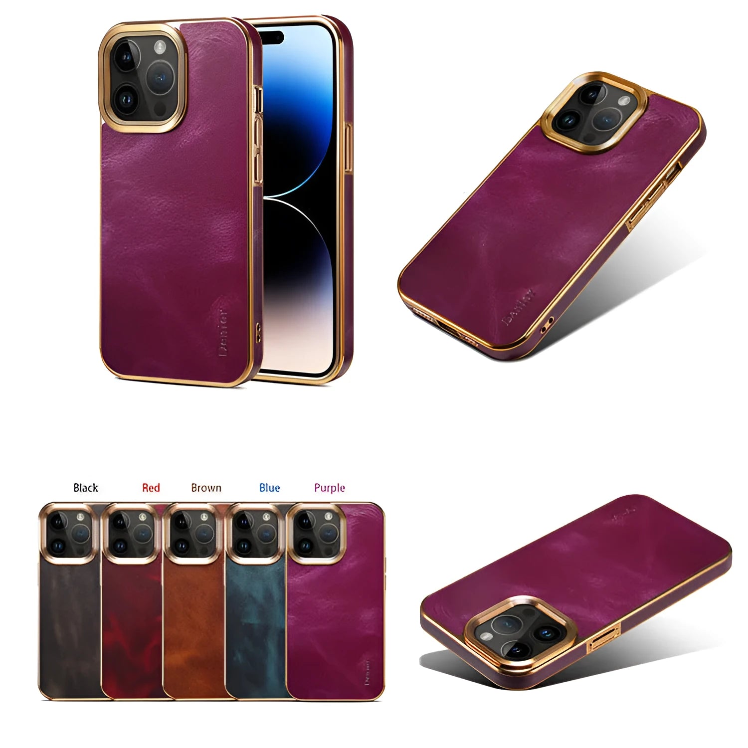Handmade leather phone case with German technology showing slim design and precise button openings