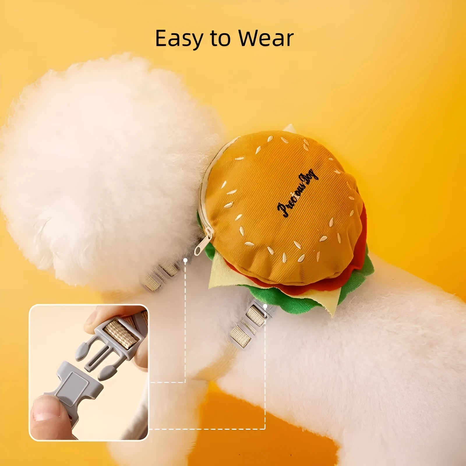 Cartoon hamburger design adjustable escape-proof vest leash for a dog