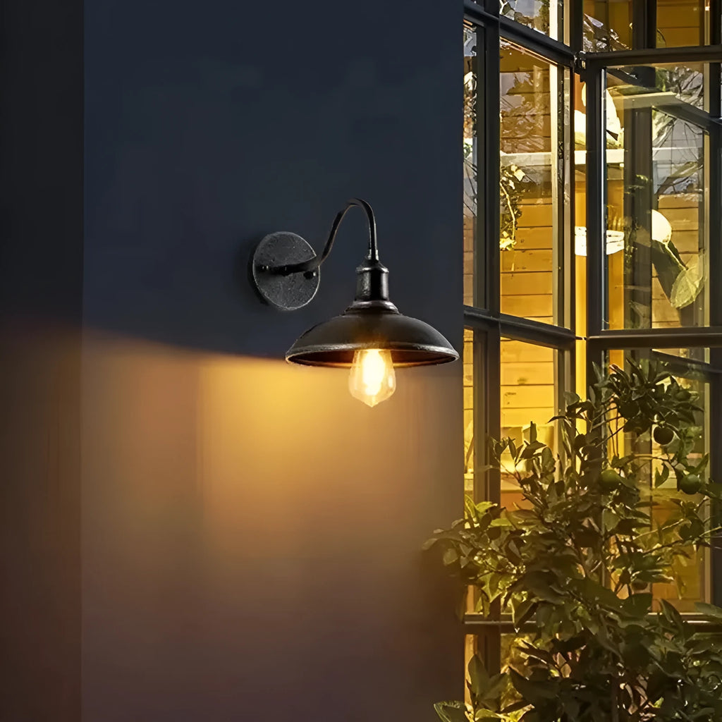 Retro style villa courtyard wall lamp in silver or copper finish with adjustable mounting