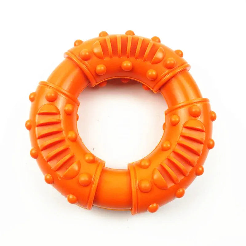 Lightweight hollow dog fetching stick toy in blue, orange, and red colours