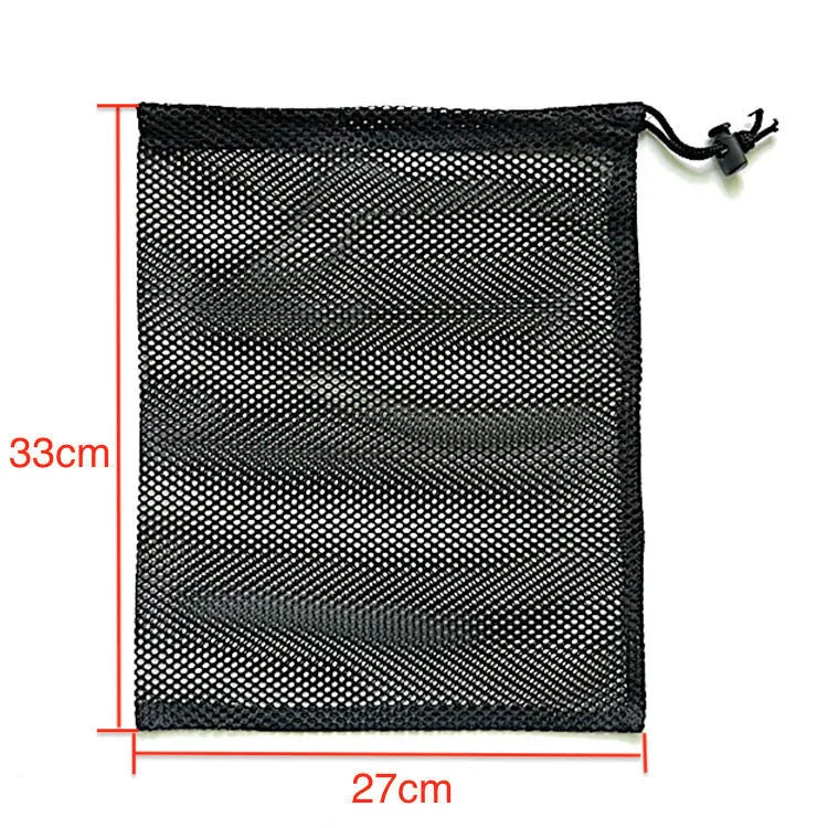 Black mesh drawstring storage bag for children's water ball toys in three available sizes