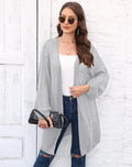 Women's loose acrylic sweater coat cardigan in solid colour options including army green, black, brown, light grey, and rose red