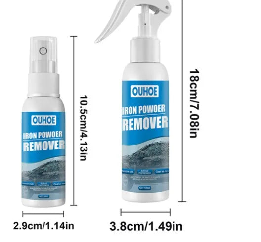 Automotive iron powder rust remover spray with blue sponge and towel accessories