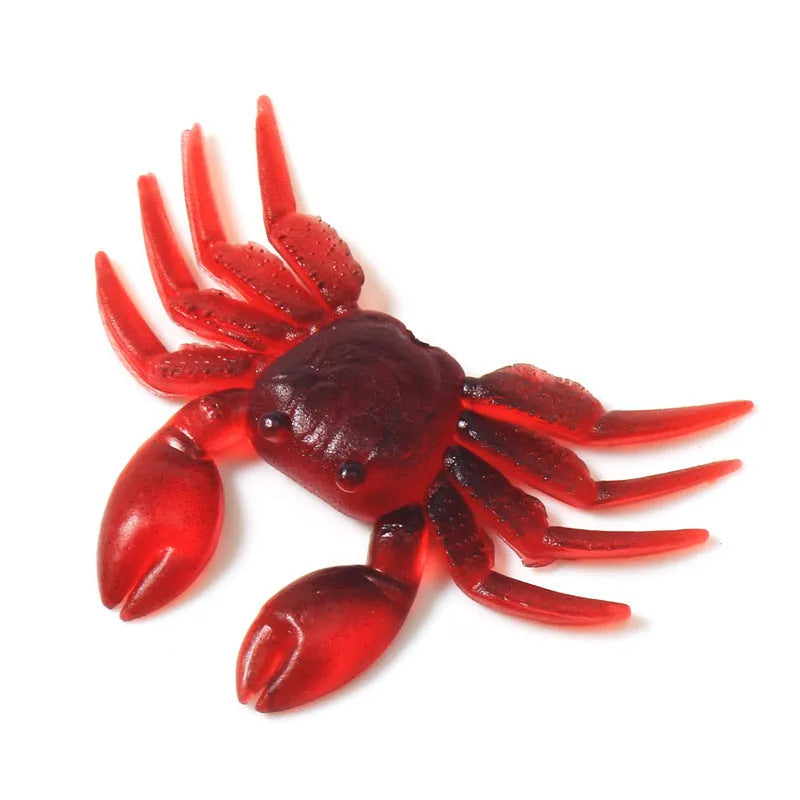 PVC crab fishing lure measuring 8cm in red and brown colour variations