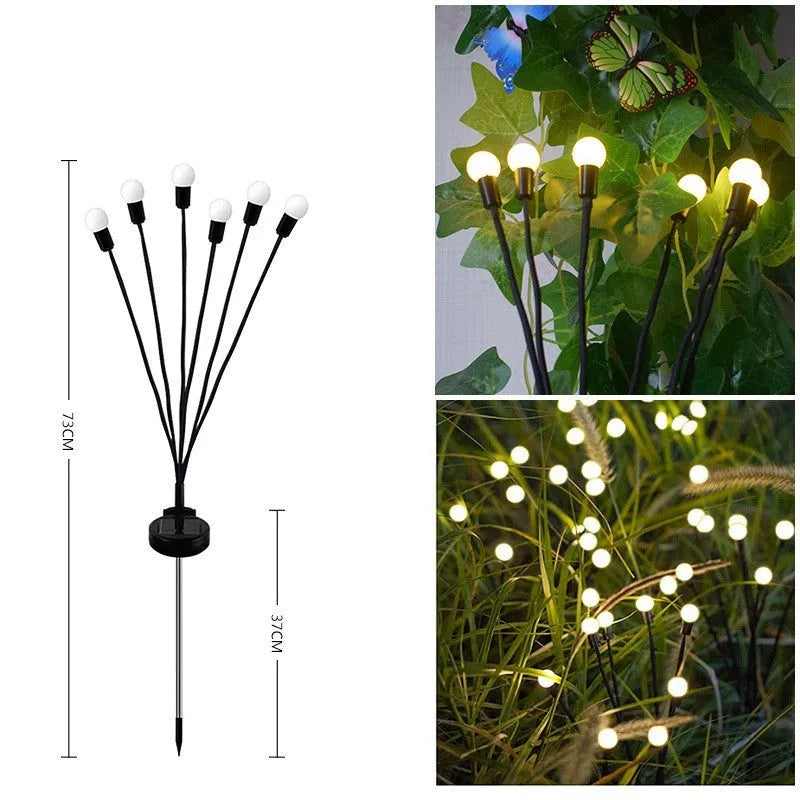 Solar LED firefly garden light with ground spike in warm white or coloured light options