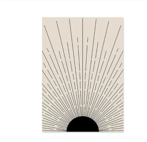 Boho abstract line design on a frameless canvas wall art print in a neutral colourway.
