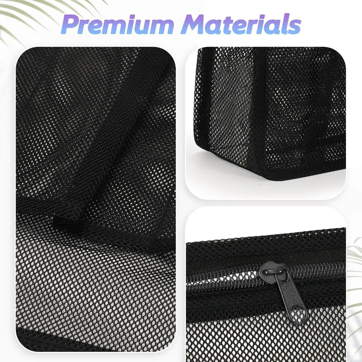 Large black and pink polyester swimming gym bags with mesh pockets and dry wet separation compartments.