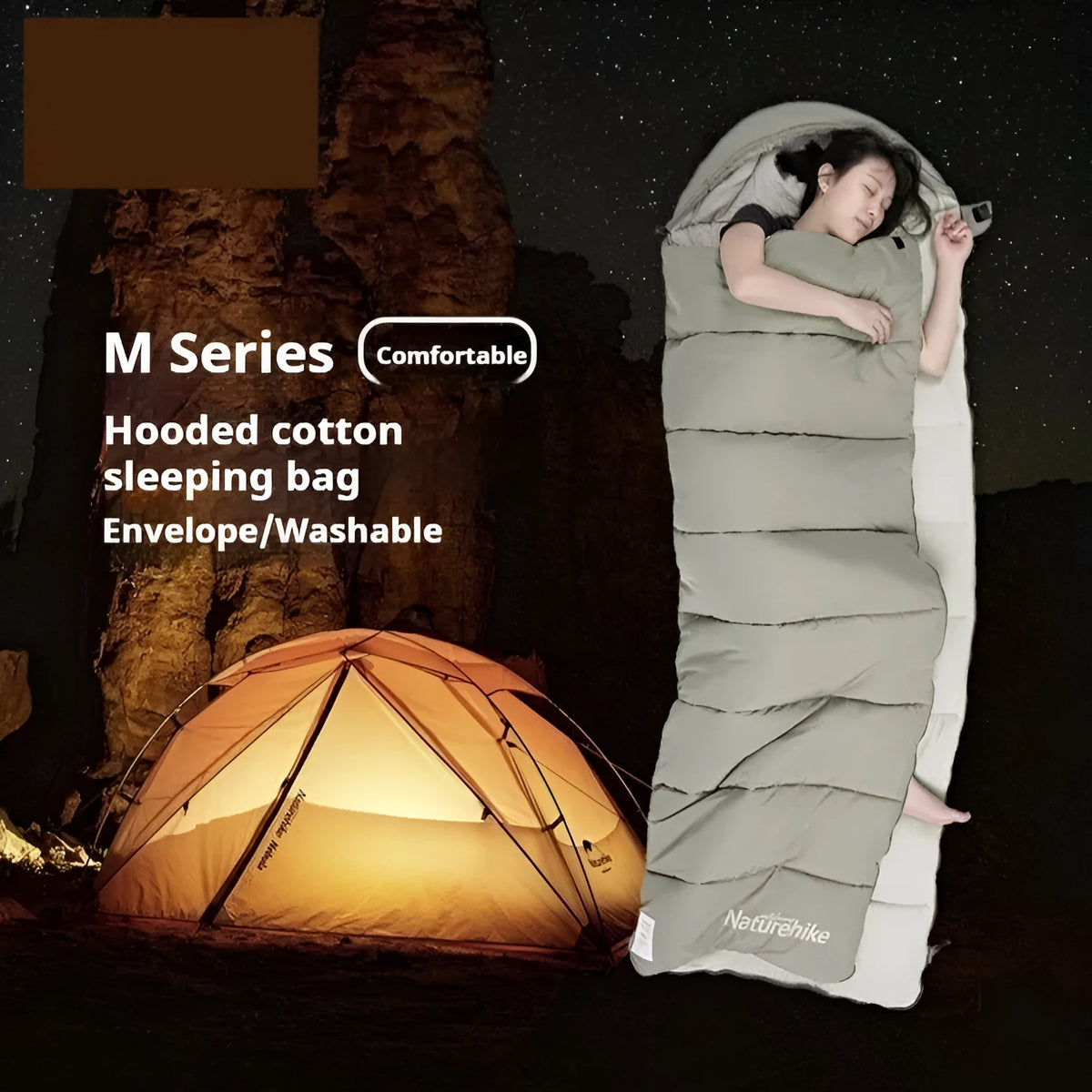 Double-person washable sleeping bag with down cotton filling, envelope shape, rock gray and pine needle green, sizes M180 M300 M400
