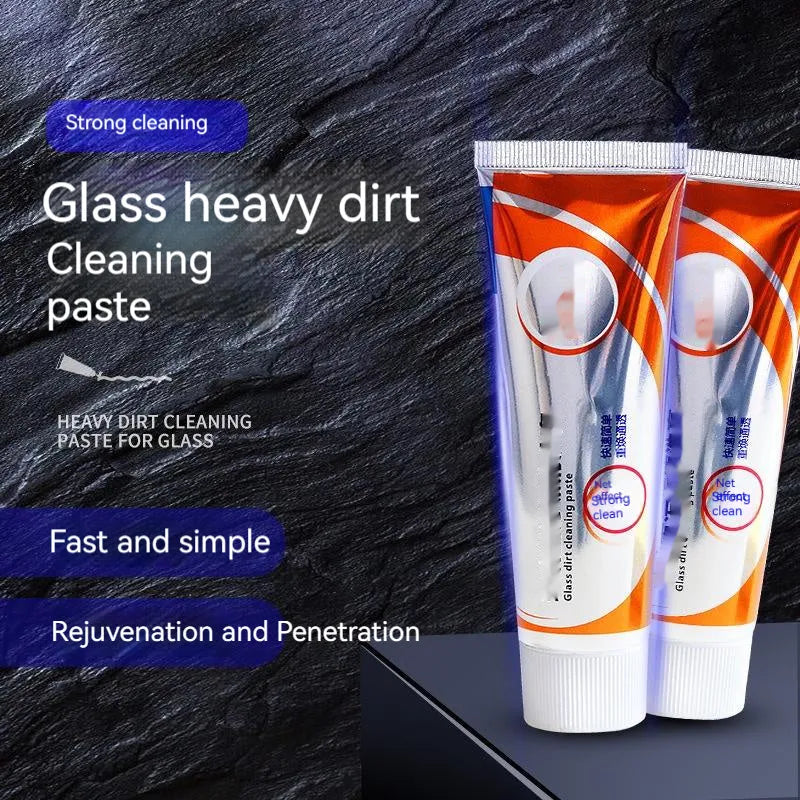 65ml bottle of white car windscreen cleaning paste and sponge mop for glass oil stain removal