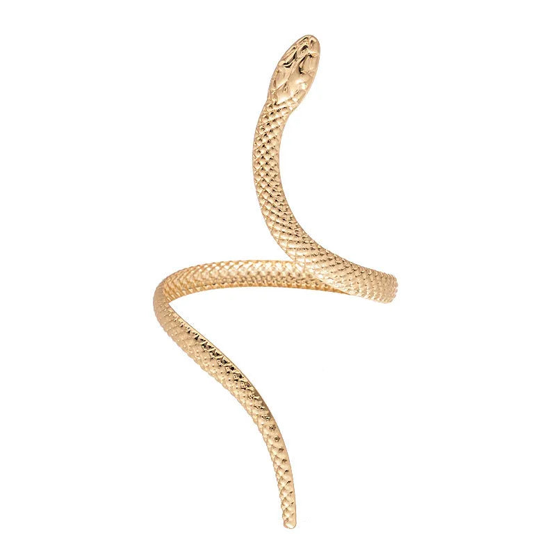 Gold and silver snake ring bracelet set with exaggerated twisted winding design