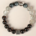 Khaki geometric crystal couple bracelet for men and women, 10mm size.