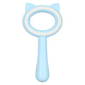 Blue and white double-sided pet grooming brush with ergonomic handle for cats and dogs