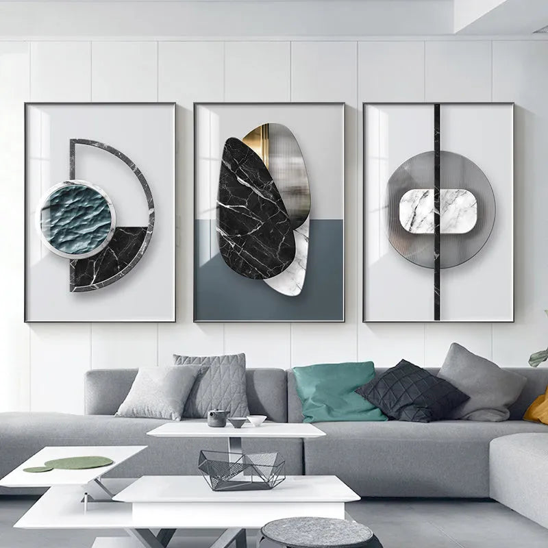 Abstract geometric design printed on a canvas wall painting poster.