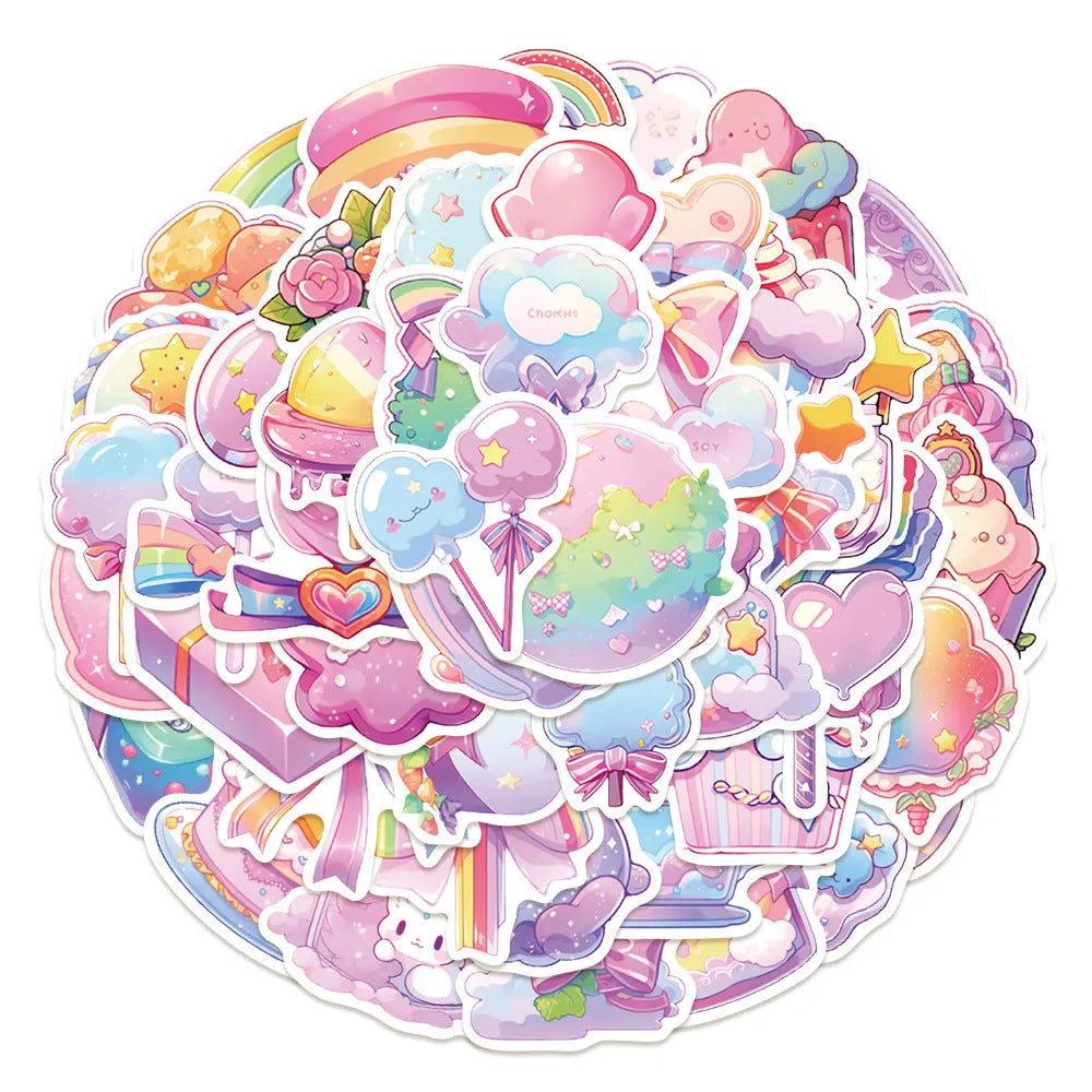 Fresh candy decorative waterproof stickers measuring 4-7cm with cute small object designs