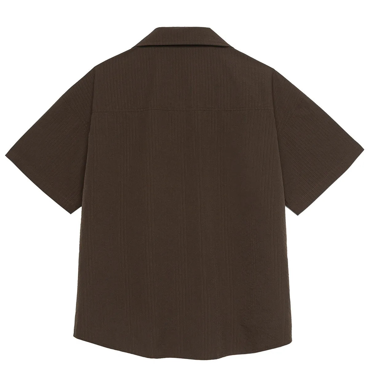 Brown striped Cuban collar short sleeve outdoor shirt for camping