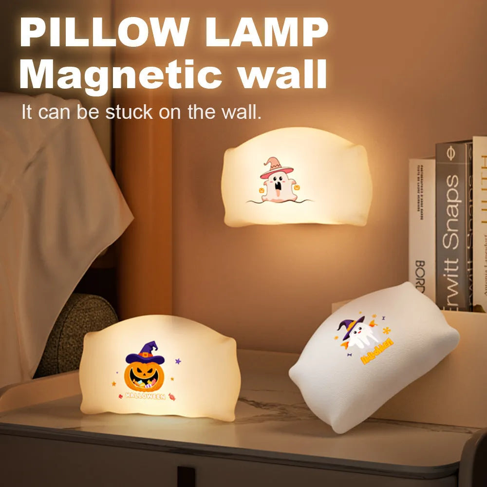 Cartoon Halloween table lamp in Magic Ghost or Pumpkin Ghost design with USB-C charging port