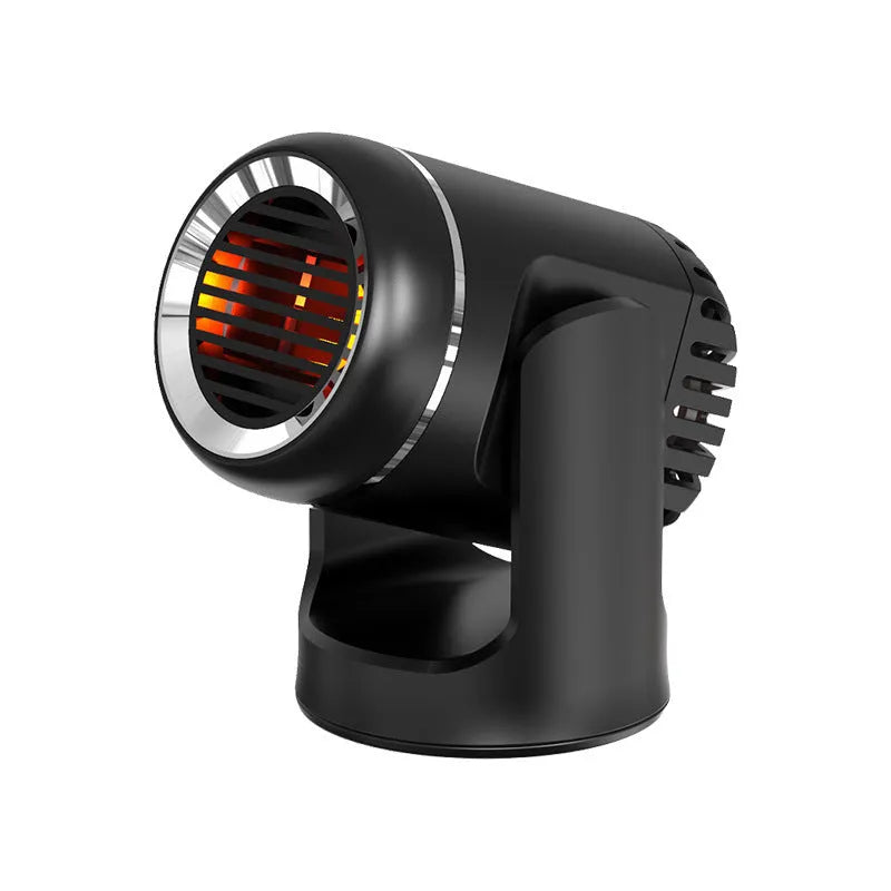 Black and white 12v portable car heater with power cable for defrosting and cooling