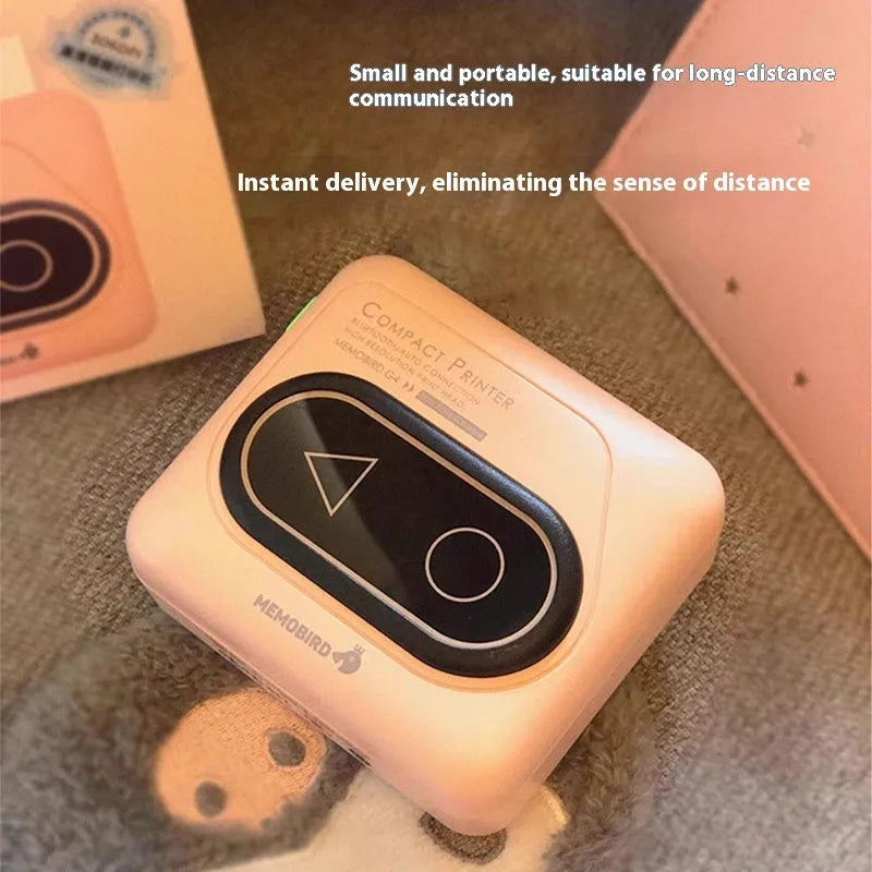 Bluetooth mini thermal printer in avocado green, pink, small yellow duck, or white colours for mobile phone printing