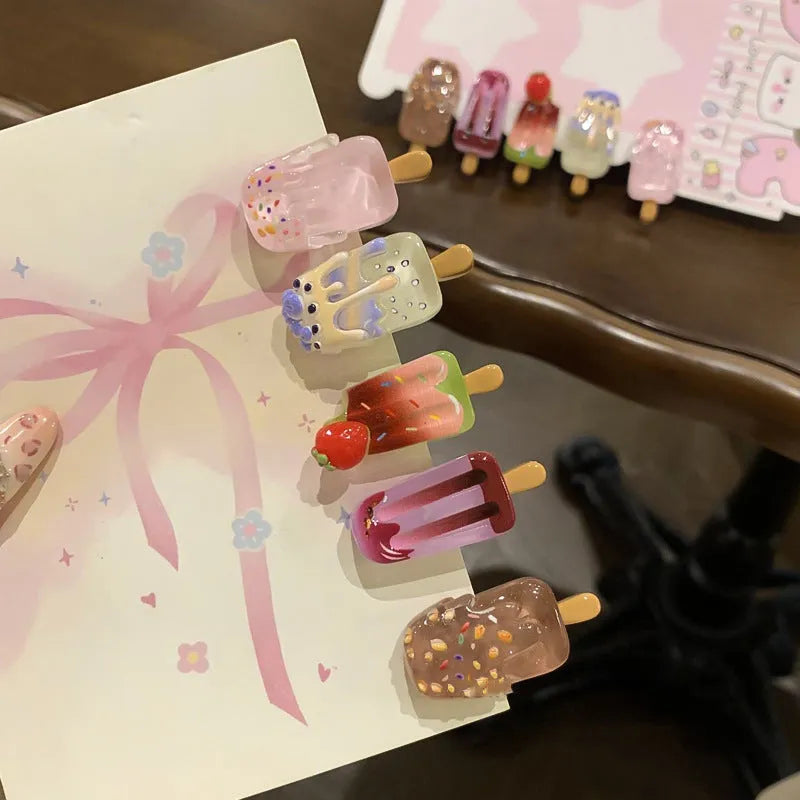 Cartoon ice cream resin hair clip barrette for women in sweet girl style