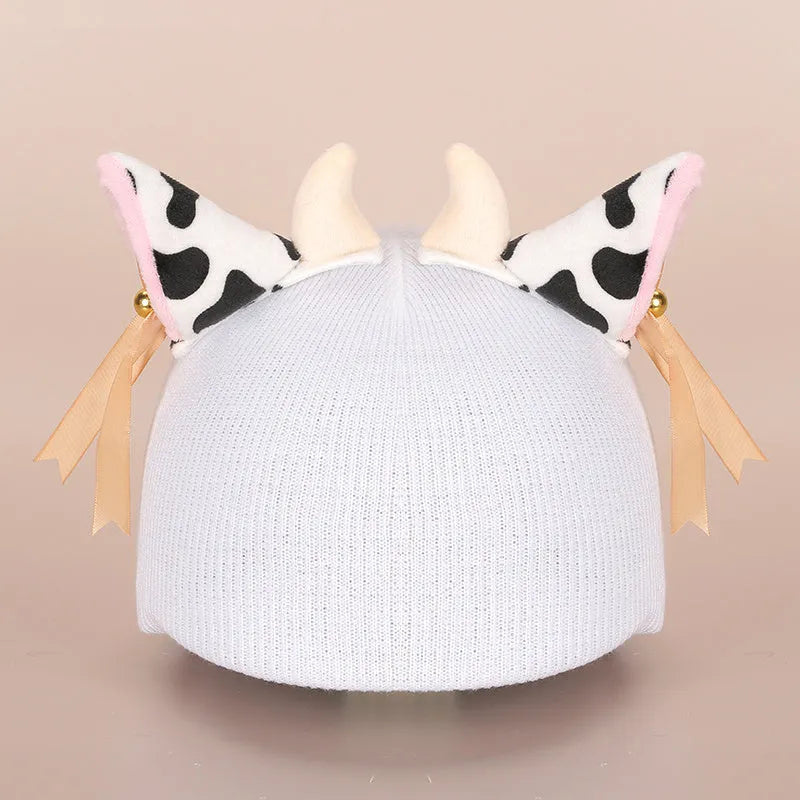 Plush helmet cover with cartoon ear decorations for cycling and costume use
