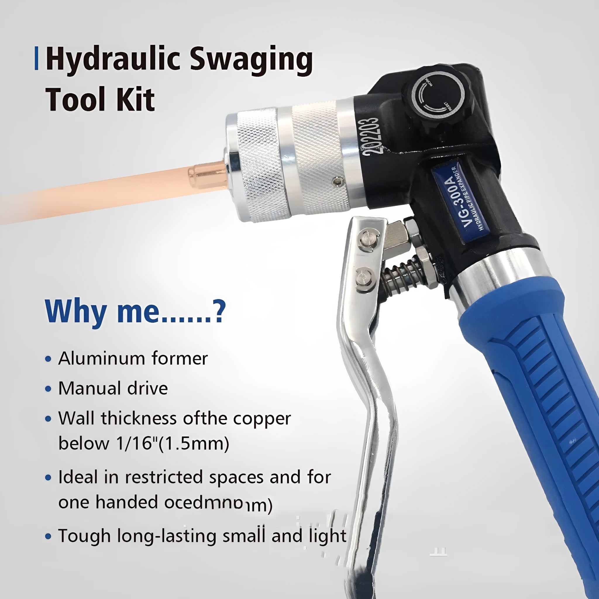 Hydraulic tube expander refrigeration tool in VG-300 style with high-strength alloy steel construction for professional HVAC maintenance