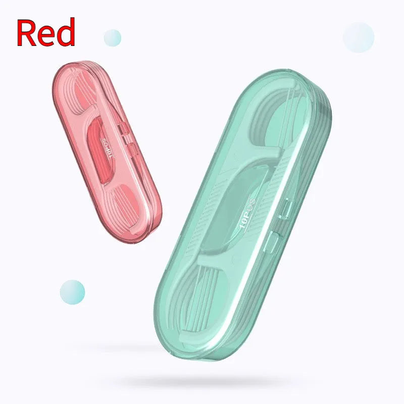 Portable bag containing disposable dental floss packs with plastic high tensile material