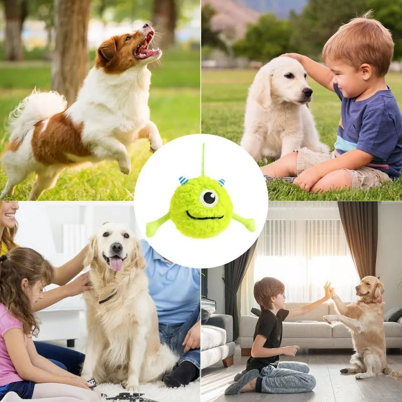 Green interactive dog teething toy ball with sound for puppies, 12cm diameter soft chew ball