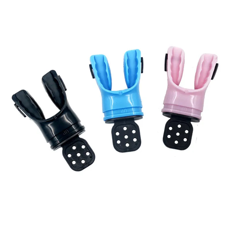 Plastic-free silicone diving mouthpiece in multiple colours showing 110mm length