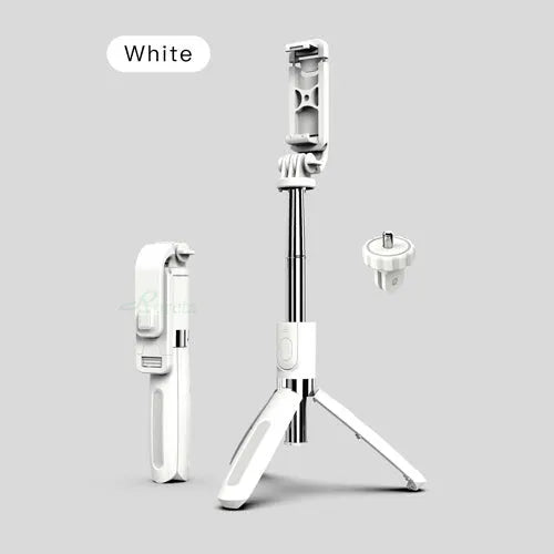 Bluetooth selfie stick wireless remote control tripod in black or white with adjustable height
