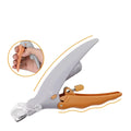Yellow pet nail clipper with LED light and magnifiable lens for dog and cat grooming