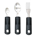 Stainless steel adaptive utensils with rubber handles for elderly anti-shake food assistance