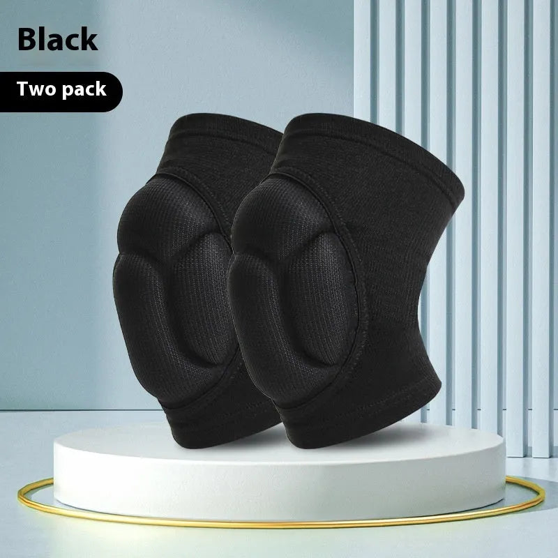 Black and blue thick sponge knee pads for volleyball and dance sports protection