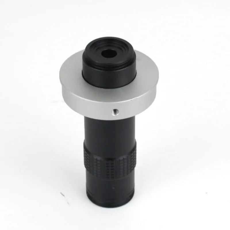 Black industrial camera monocular lens with 130x magnification and 60-300mm working distance