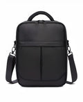 Black Oxford fabric men's messenger bag with adjustable shoulder strap and multiple compartments