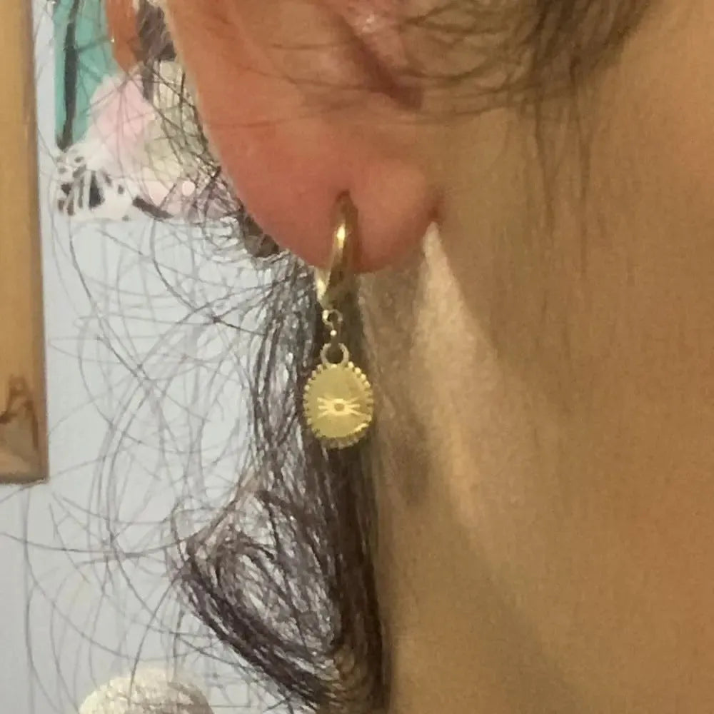 Stainless steel geometric ellipse ear button earrings for women in non-fading finish