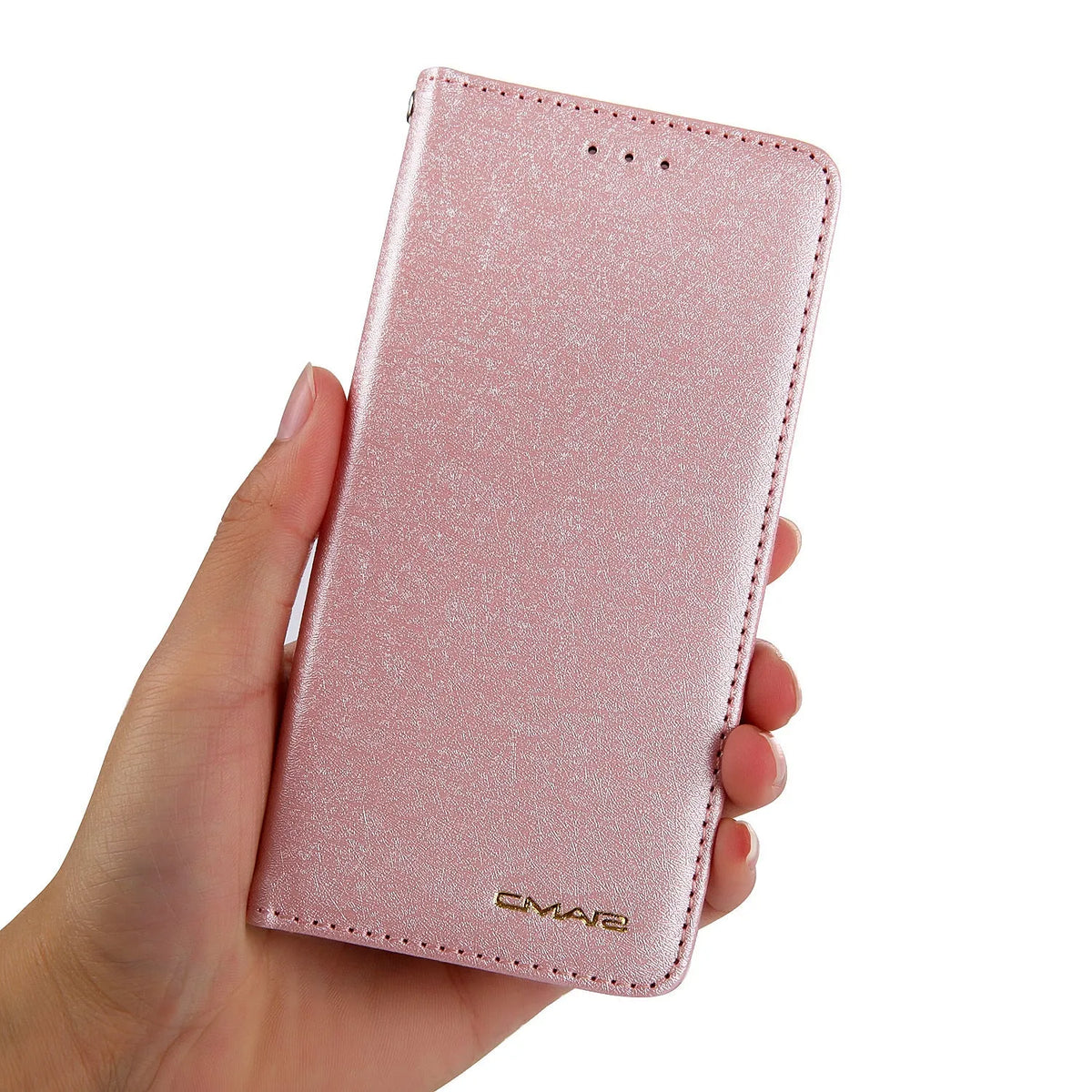 Apple iPhone flip wallet case with card slots in PU leather, shown in multiple colour options