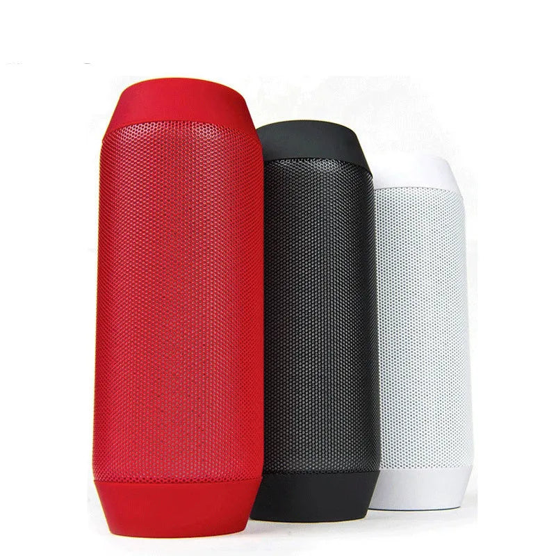Mini black or white Bluetooth stereo speaker with colourful LED lights showing 360° sound design