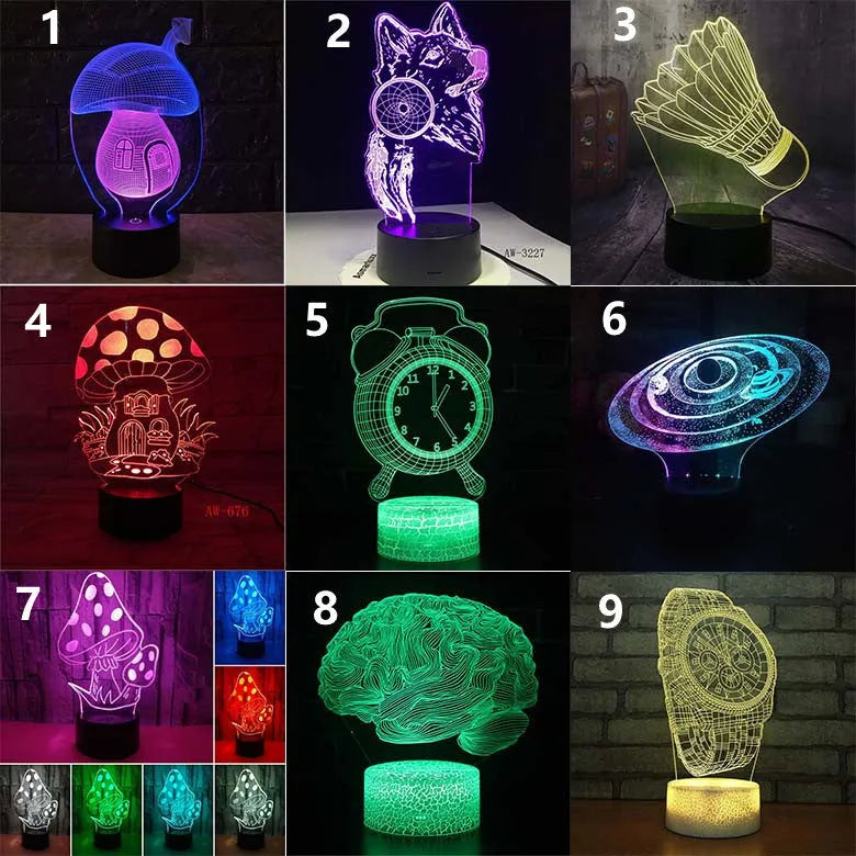 3D colourful touch remote control LED desk lamp with modern minimalist design and USB power connection