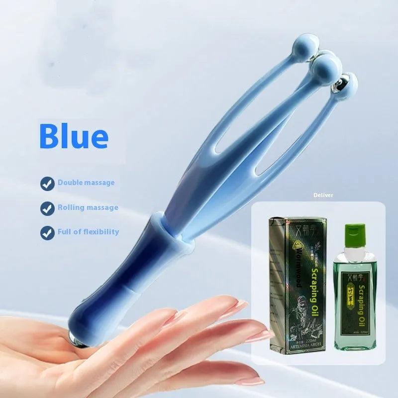 Blue and white steel ball finger massager for hand joint tension relief