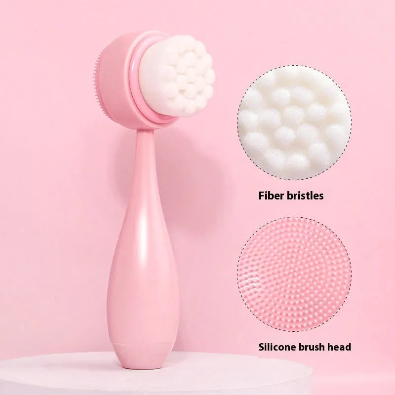 Facial brush set with coral fleece hair band and nylon bristles in multiple colour options