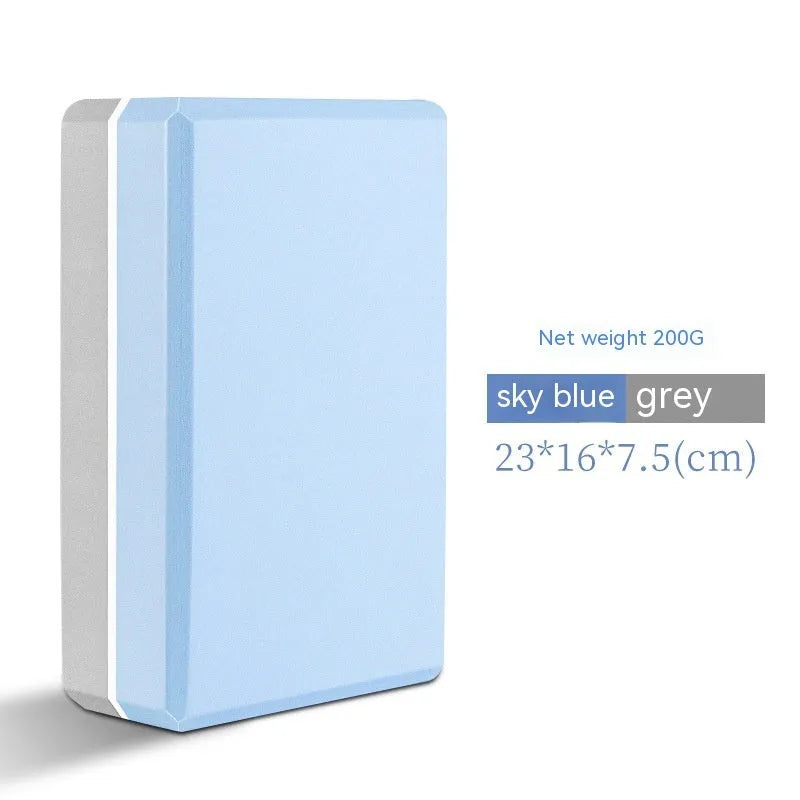 High-density EVA yoga block in mint green colour showing its rectangular shape and flat sides.
