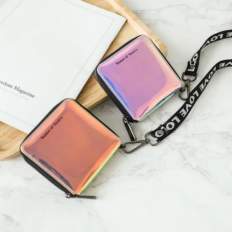 Women's Korean style folding wallet in PU leather with 11cm compact dimensions